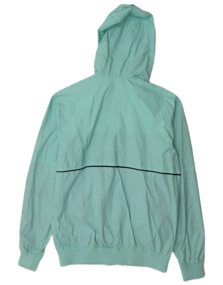 Pull & Bear Chaqueta impermeable con capucha para hombre, nailon color block, talla 40, talla grande, color turquesa