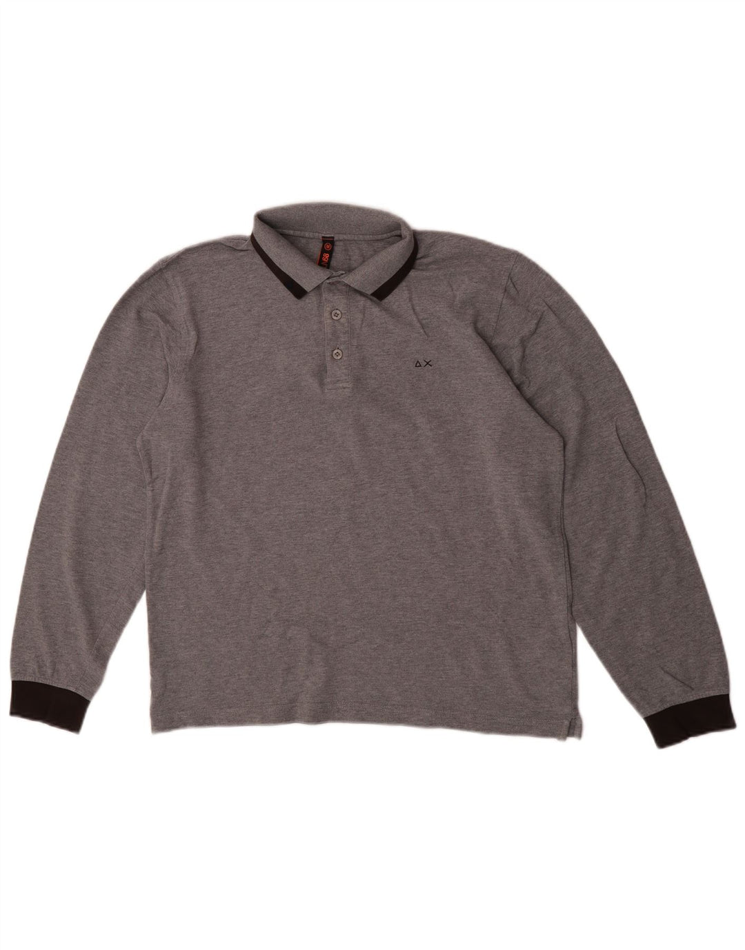 Polo de manga larga para hombre Sun68 de algodón color block en gris medio