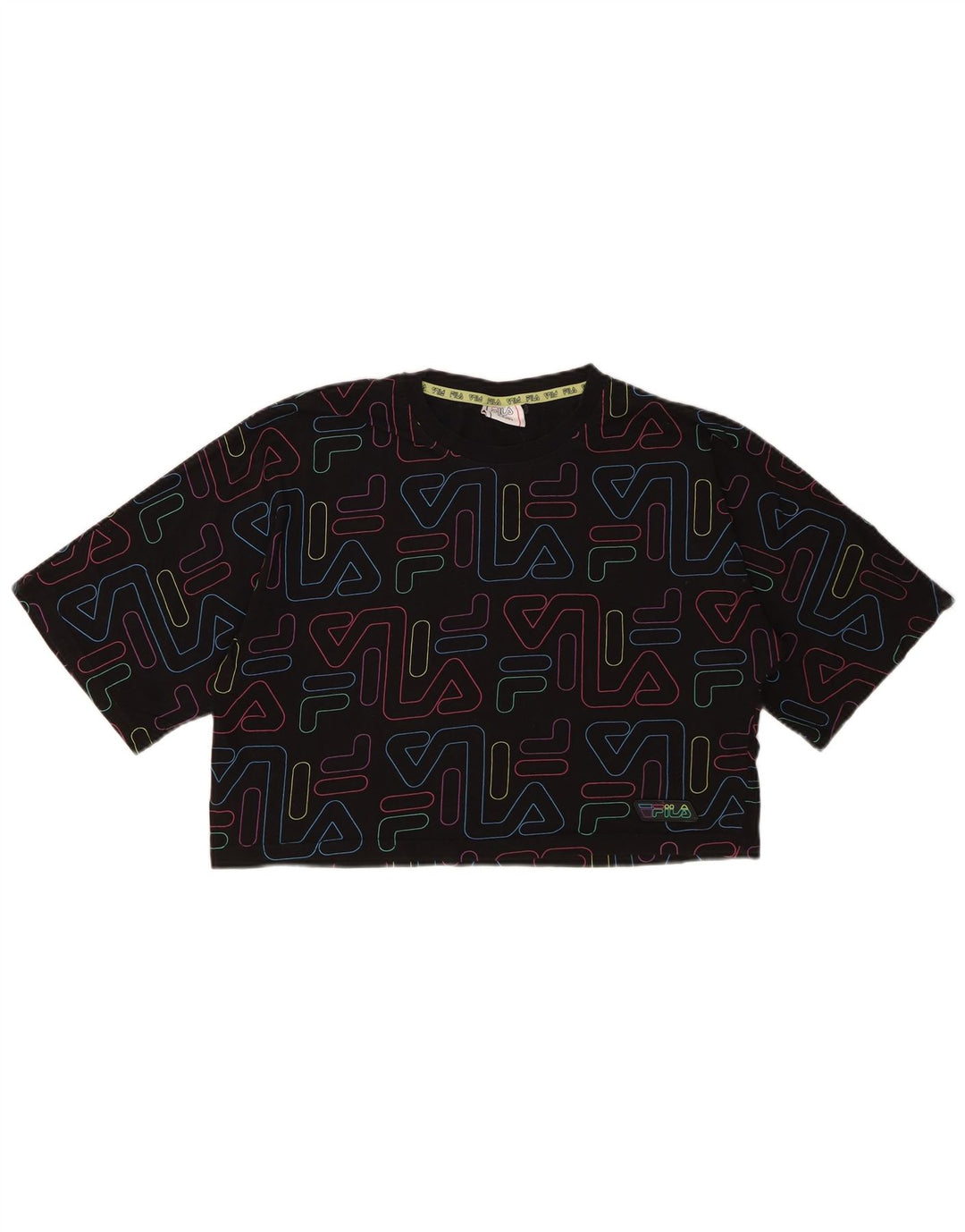 FILA Camiseta corta con gráfico para niña 15-16 años Algodón negro