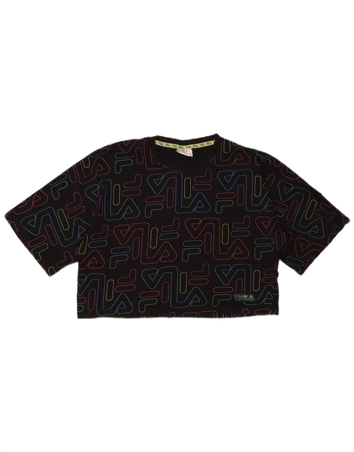 FILA Camiseta corta con gráfico para niña 15-16 años Algodón negro