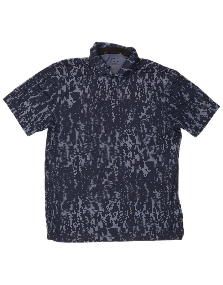 Polo Nike de corte estándar para hombre, poliéster geométrico azul marino mediano