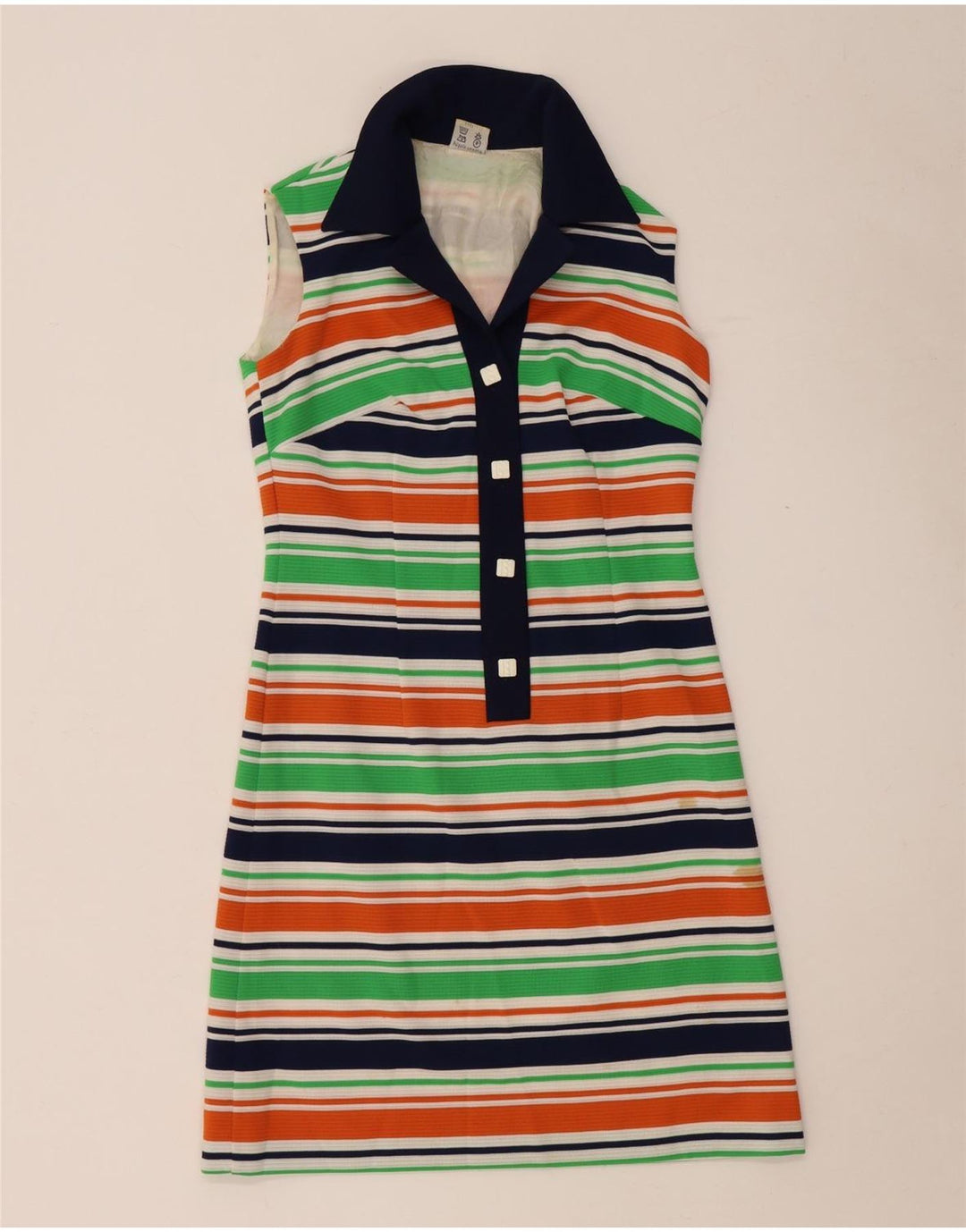 Trevira Vestido polo sin mangas para mujer UK 40 Mediano Rayas multicolores