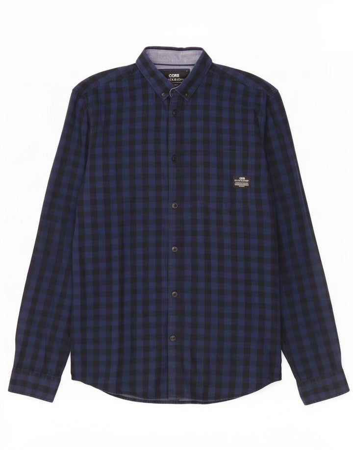 Jack & Jones Mens Workwear Shirt Small Azul Marino Gingham Algodón