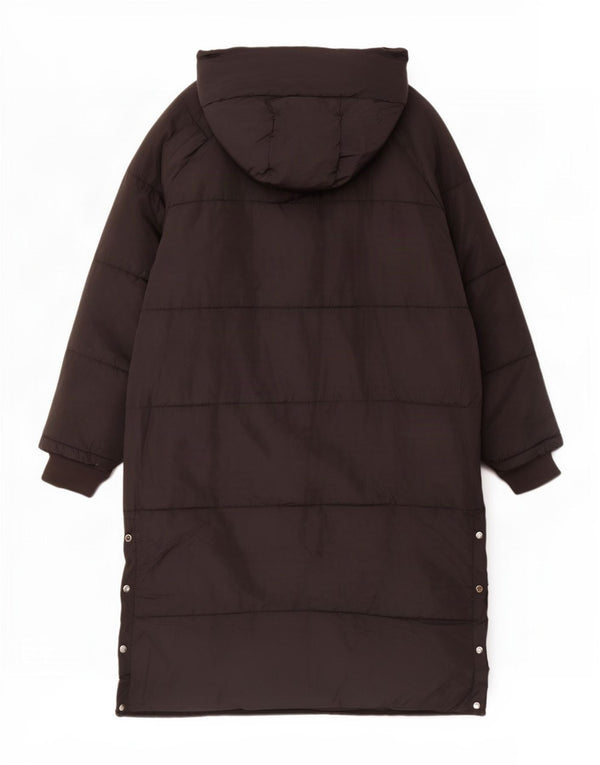 Zara Mujer Abrigo Acolchado Extragrande Gráfico UK 40 XL Poliéster Negro