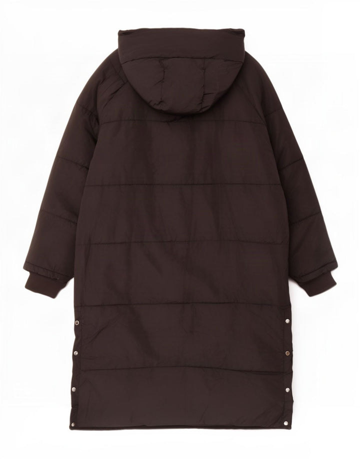Zara Mujer Abrigo Acolchado Extragrande Gráfico UK 40 XL Poliéster Negro