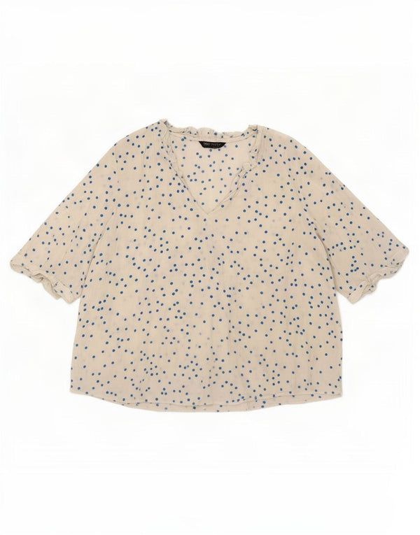 Marks & Spencer Blusa para Mujer Top UK 22 3XL Viscosa de Lunares Blancos