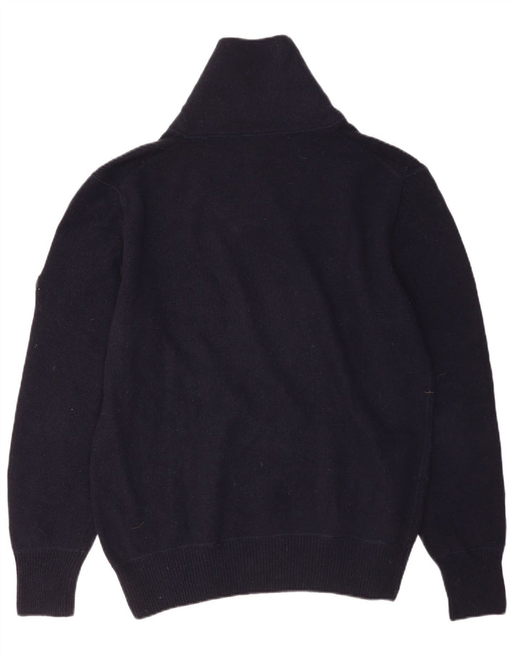 Avirex Jersey para hombre con cuello chal de lana merina azul marino medio
