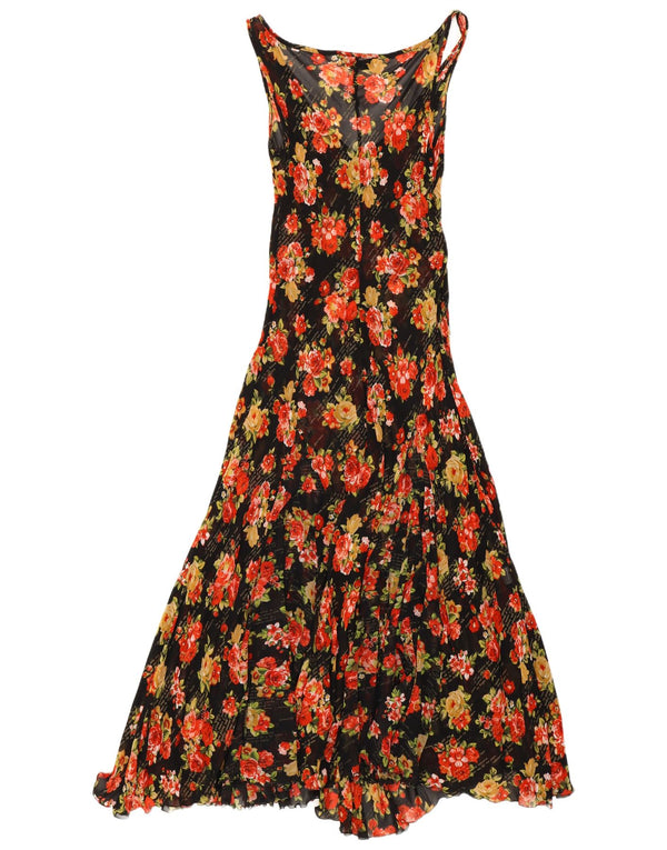 Twin-Set Vestido largo transparente sin mangas para mujer UK 40 Small Black Floral