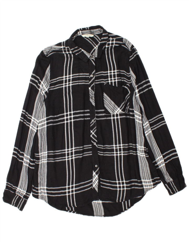 CALVIN KLEIN JEANS Camisa de franela para mujer UK 40 XL Rayón a cuadros negro