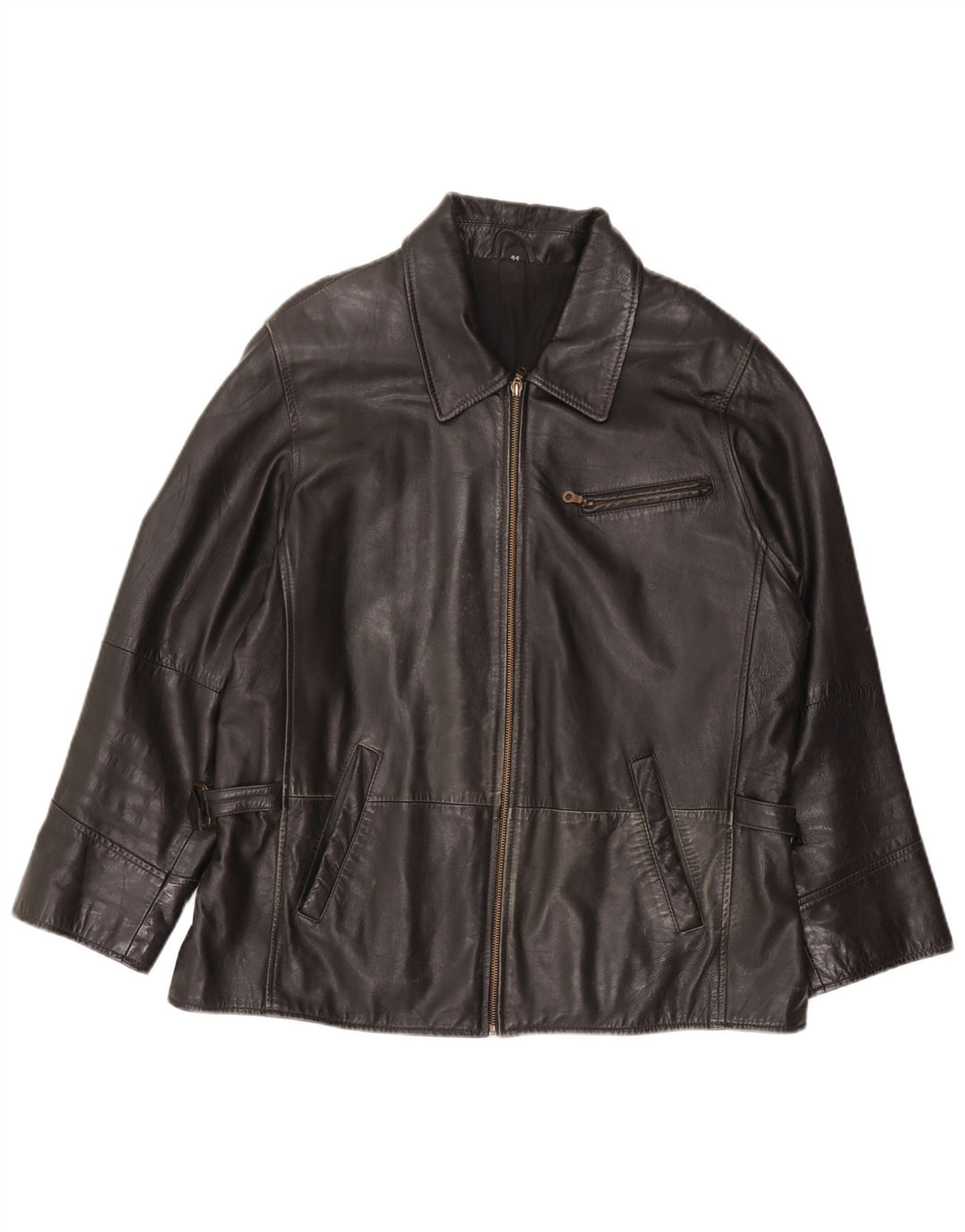 Vintage mujer chaqueta de cuero Reino Unido 18 XL cuero negro