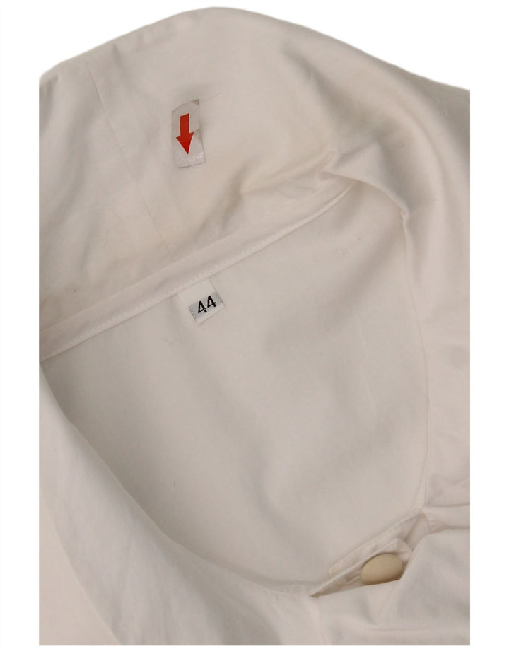 Vintage mujer camisa de manga corta blusa Reino Unido 12 blanco medio