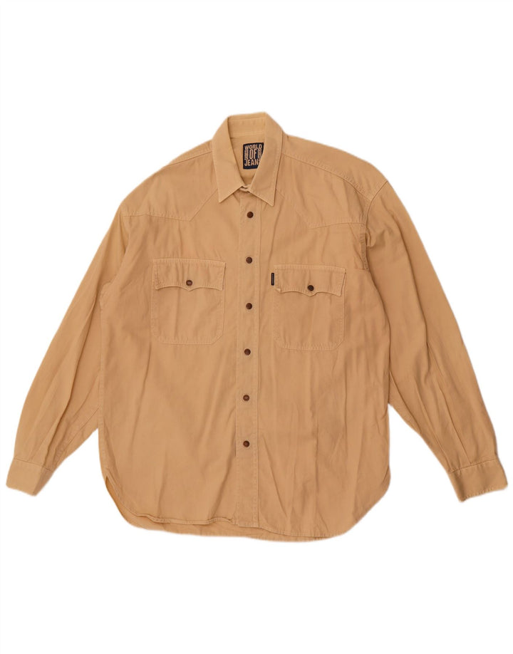 Camisa Casucci Hombre Algodón Beige Medio