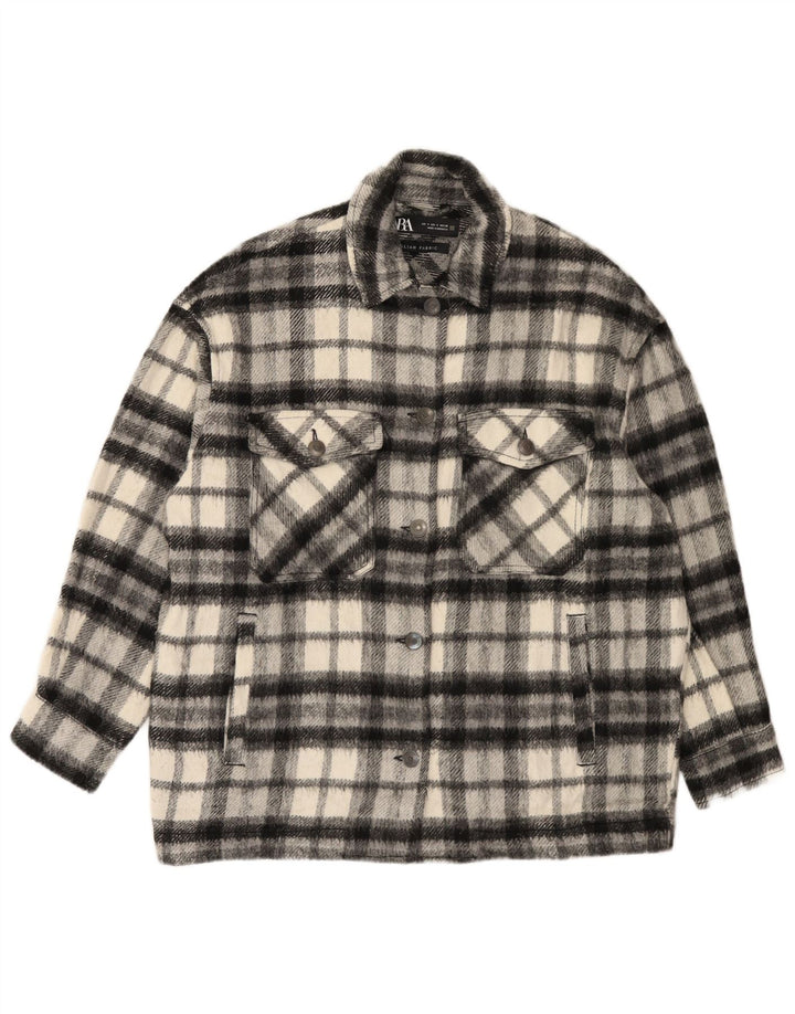 Zara Mujer Chaqueta Bomber Extragrande UK 10 Small Grey Check