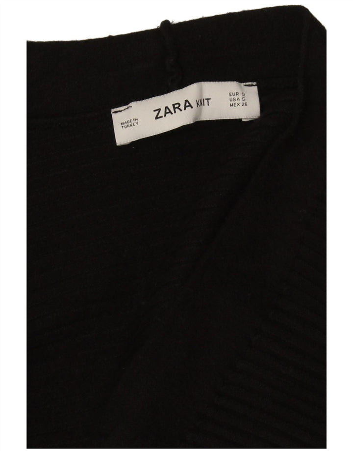 Zara Mujer Crop Suéter Cárdigan Extragrande Reino Unido 10 Pequeño Negro Clásico