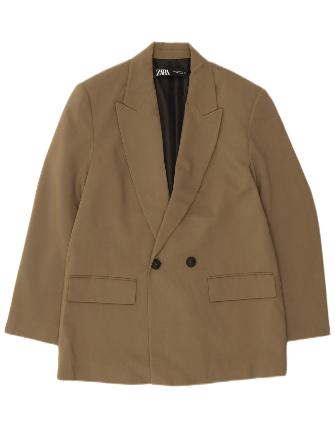 Zara Chaqueta tipo blazer con doble botonadura para hombre UK 34 XS Poliéster caqui