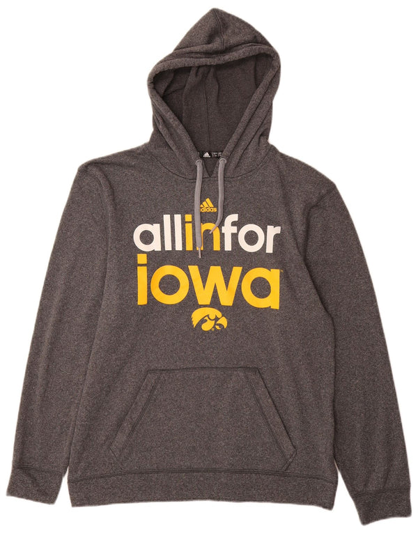 Adidas Iowa Hawkeyes Graphic Sudadera con capucha para hombre, tamaño pequeño, poliéster gris