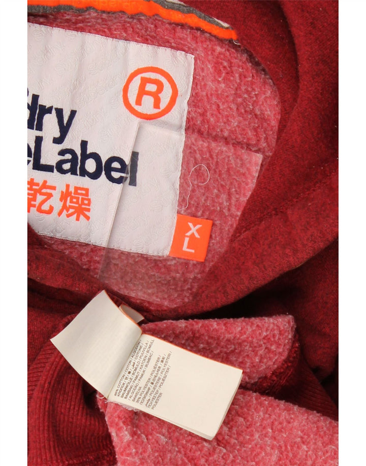 SUPERDRY Jersey con capucha para hombre XL de algodón moteado burdeos