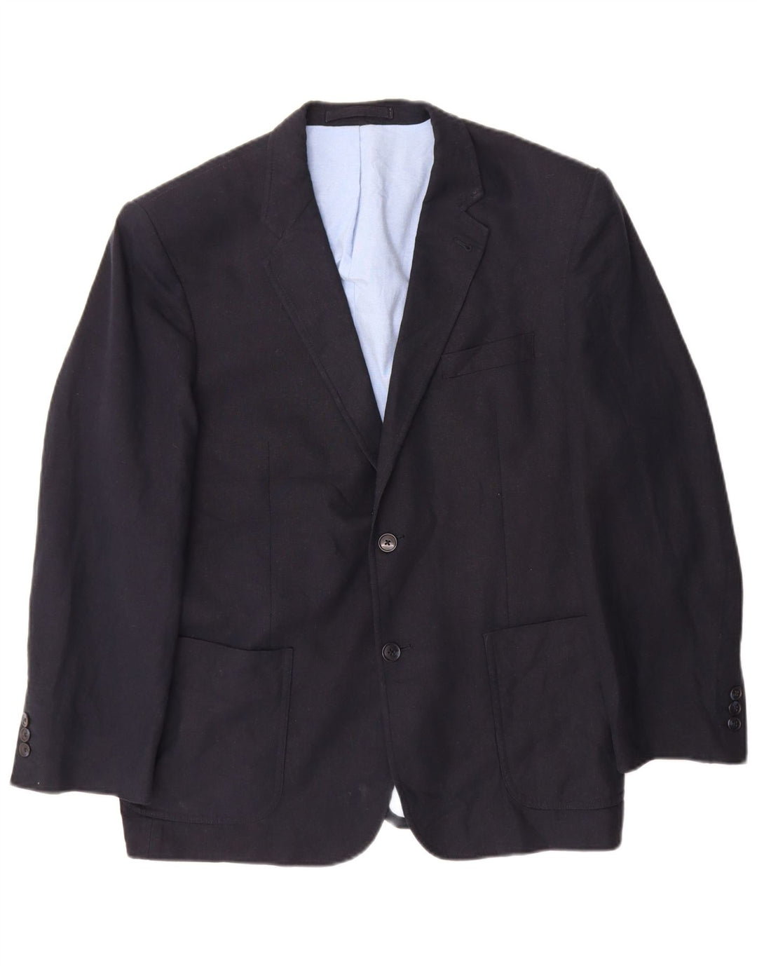 Marks & Spencer Chaqueta tipo blazer con 2 botones para hombre, talla 42, talla grande, lino azul marino