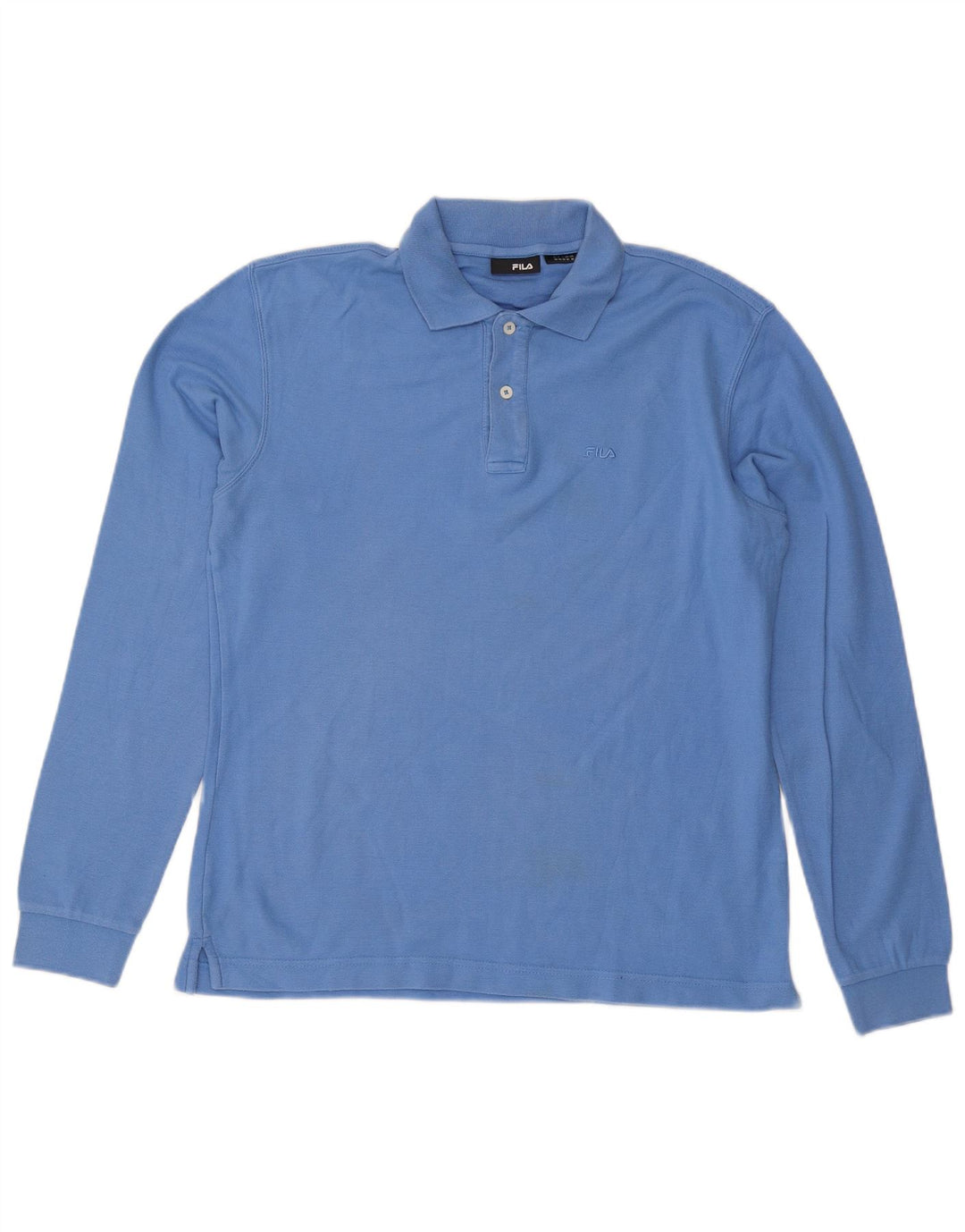 Fila Polo De Manga Larga Para Hombre De Algodón Azul Medio