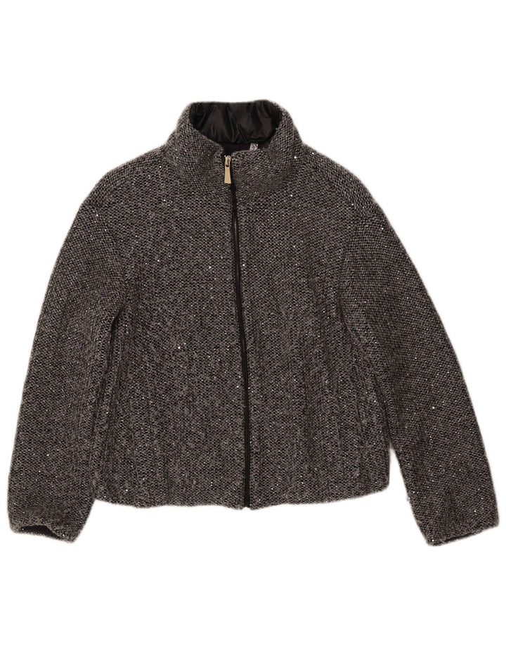Marella Chaqueta Bomber para Mujer UK 8 Small Gris Moteado Poliéster