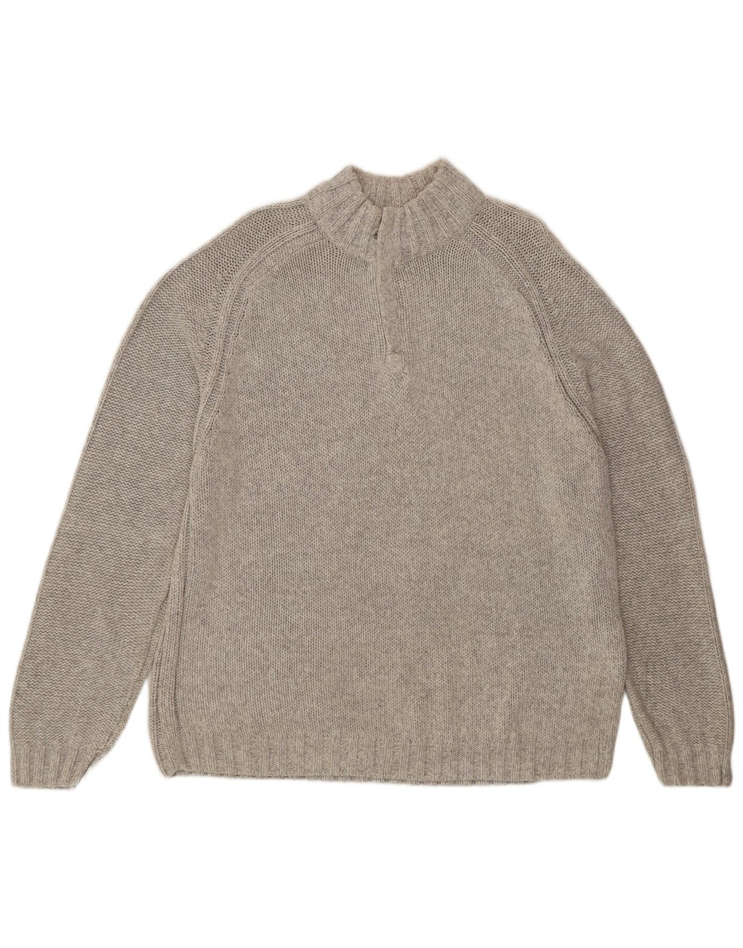 Marks & Spencer Jersey con cuello y cremallera para hombre, talla grande, algodón gris