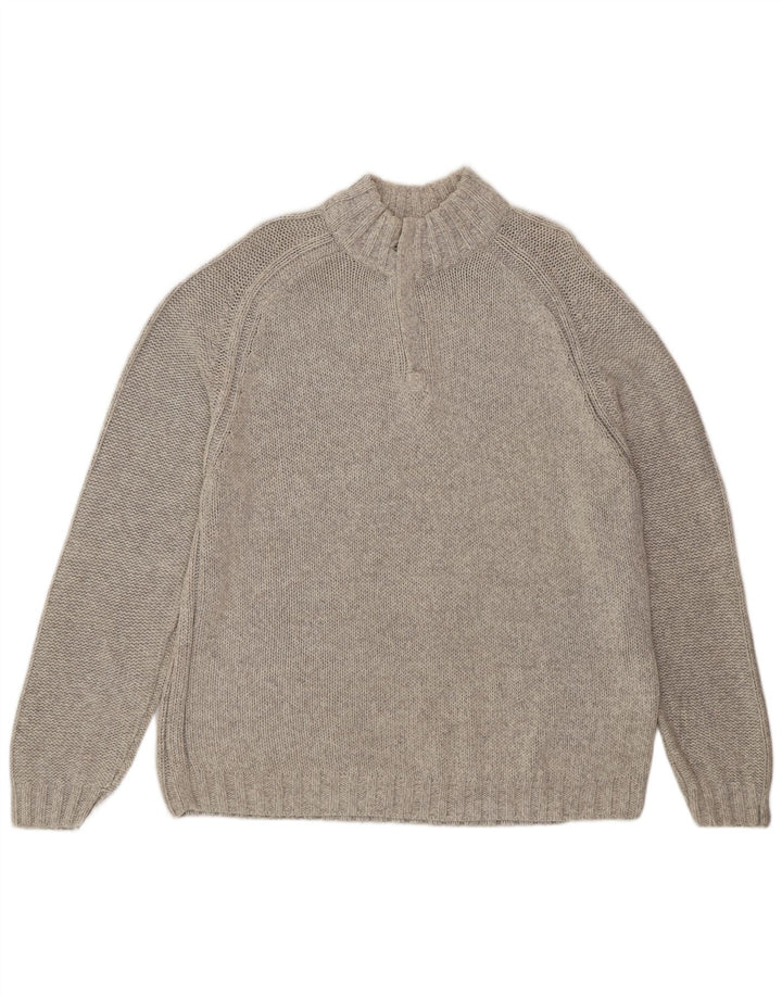 Marks & Spencer Jersey con cuello y cremallera para hombre, talla grande, algodón gris