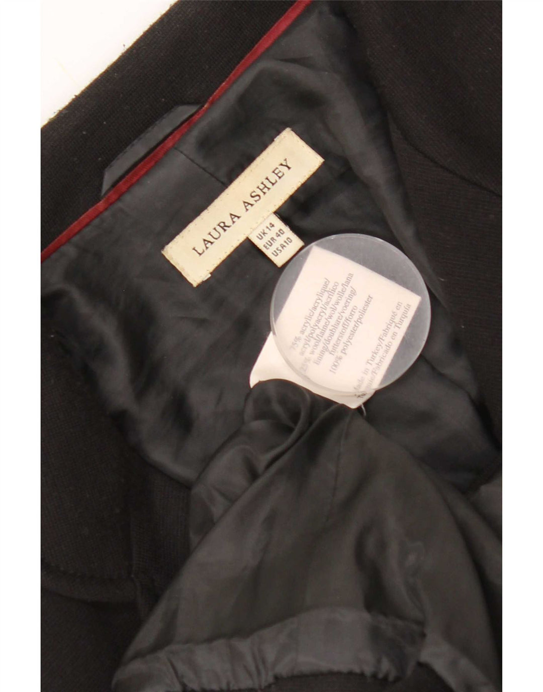 Laura Ashley Chaqueta Blazer de 4 Botones para Mujer UK 44 Grande Acrílico Negro