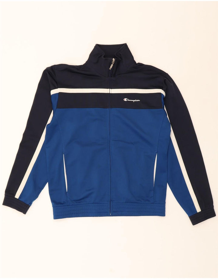 CHAMPION Mens Tracksuit Top Jacket Small Blue Colourblock Polyester Vintage Champion and Second-Hand Champion from Messina Hembry 