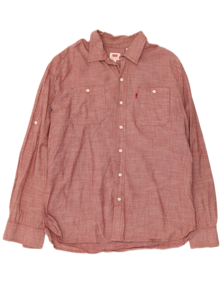 Camisa Levi's para hombre grande de algodón rojo