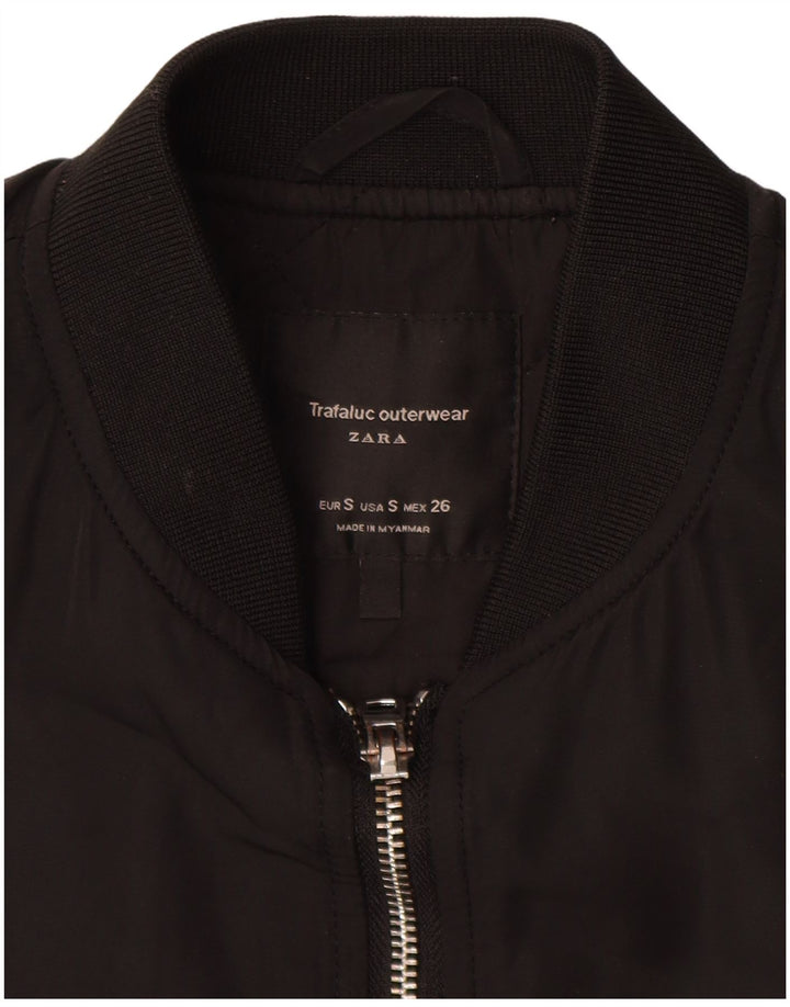 ZARA Chaqueta Bomber Mujer UK 10 Small Negro