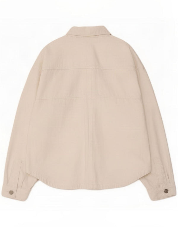 Chaqueta vaquera extragrande Zara Mujer UK 40 XL Algodón blanco