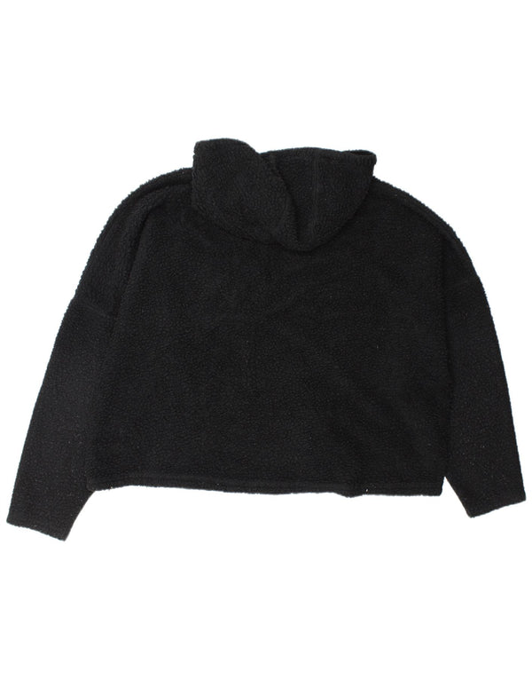 Ellesse Jersey de forro polar con capucha y cuello con cremallera para mujer, talla grande, color negro