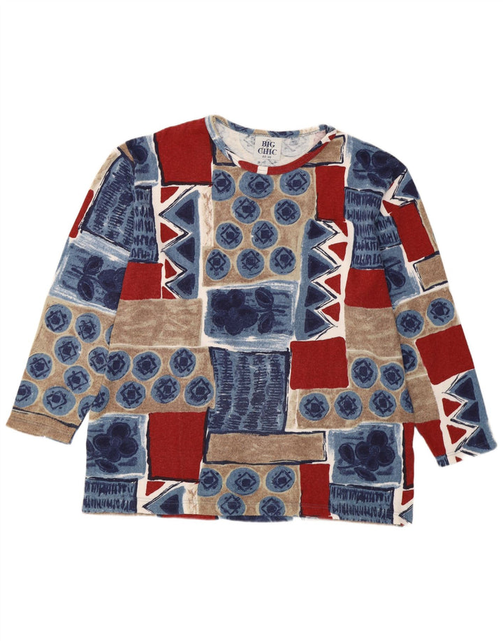 Vintage Mujer Top Manga Larga EU 44/46 XL Patchwork Multicolor