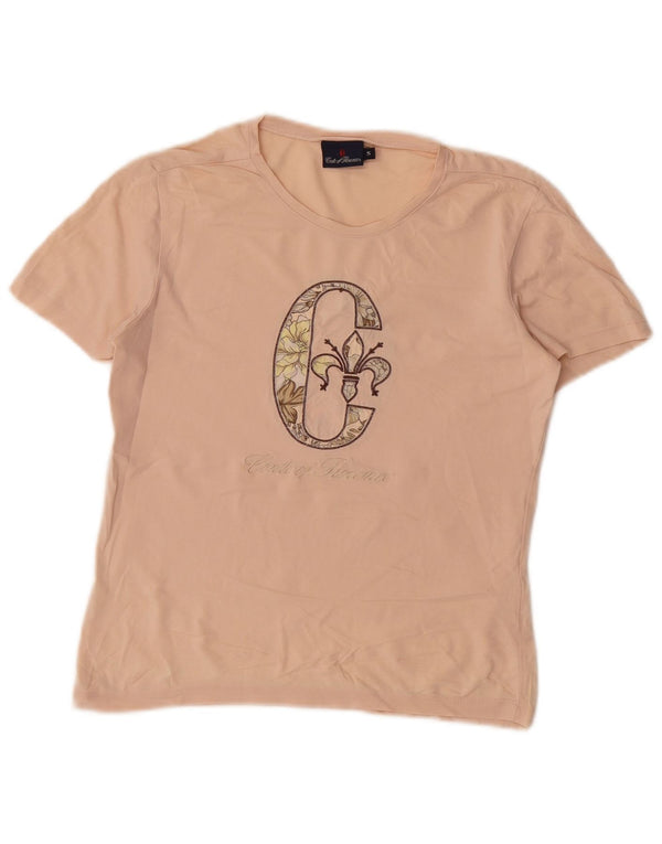 Conte of Florence Camiseta gráfica para mujer Top UK 10 Small Pink Cotton