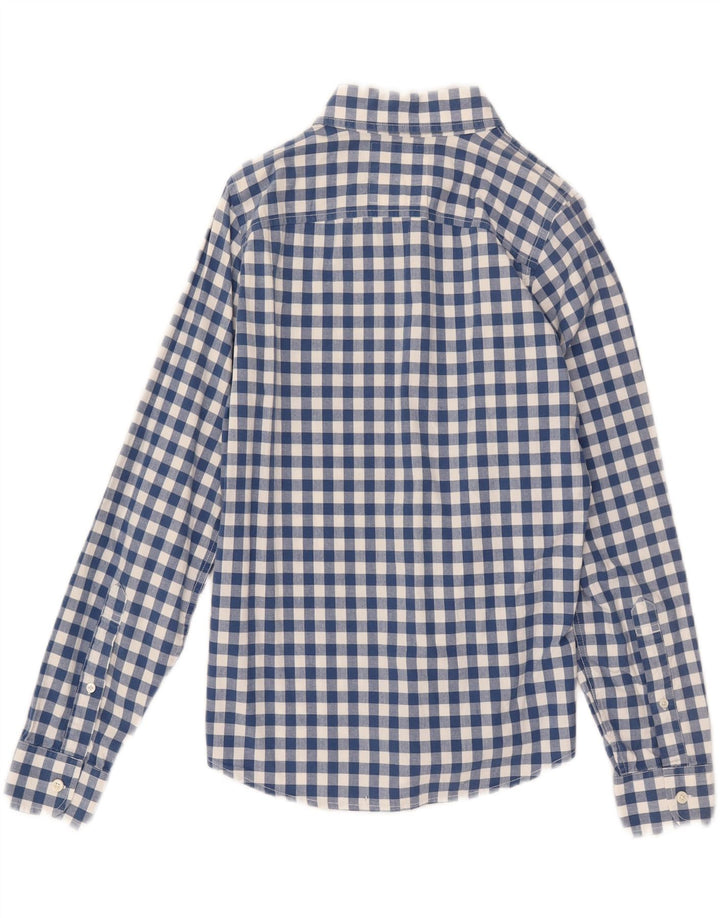 Camisa HOLLISTER para hombre pequeña de algodón a cuadros azul marino