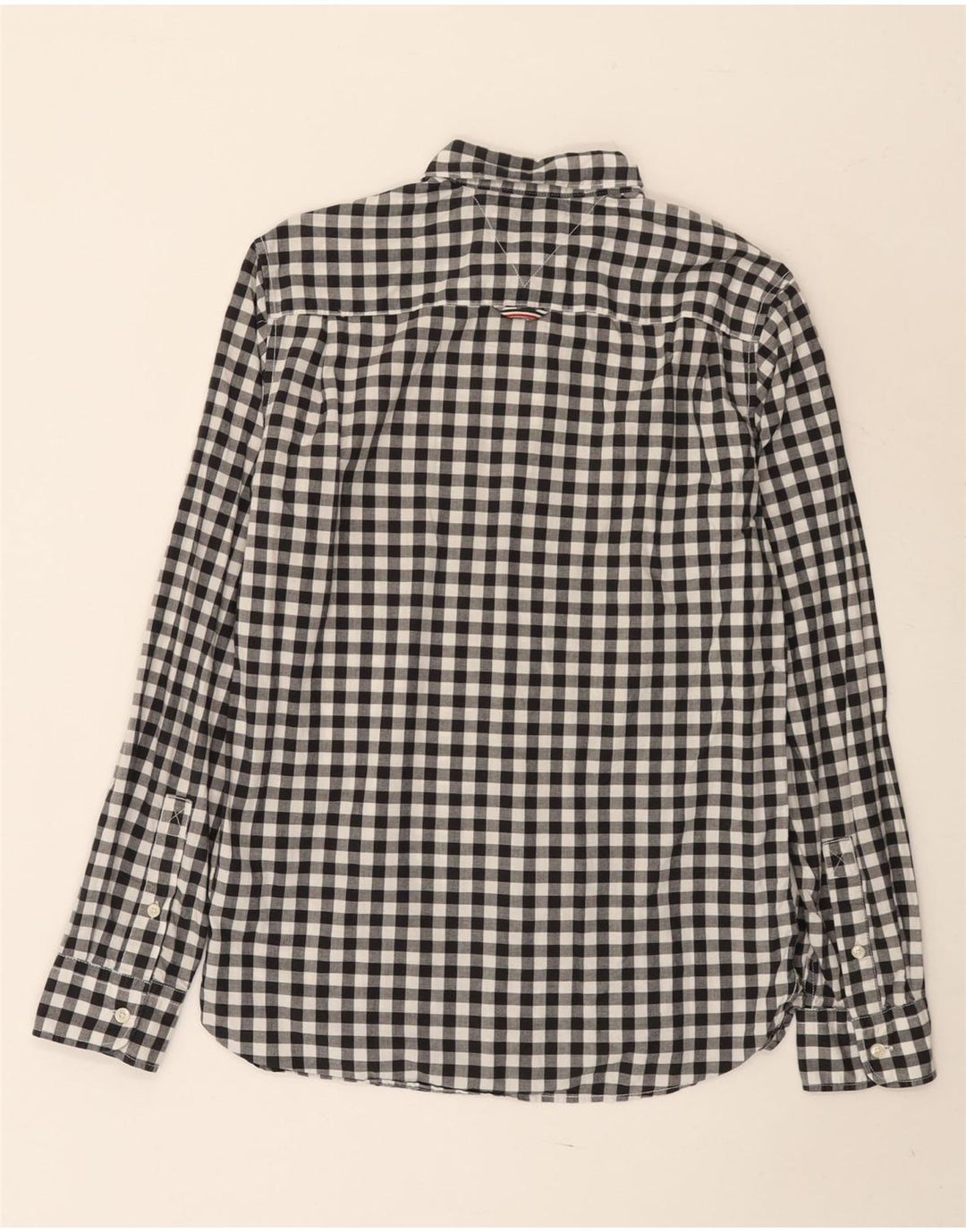 TOMMY HILFIGER Camisa para hombre Small Black Gingham Cotton