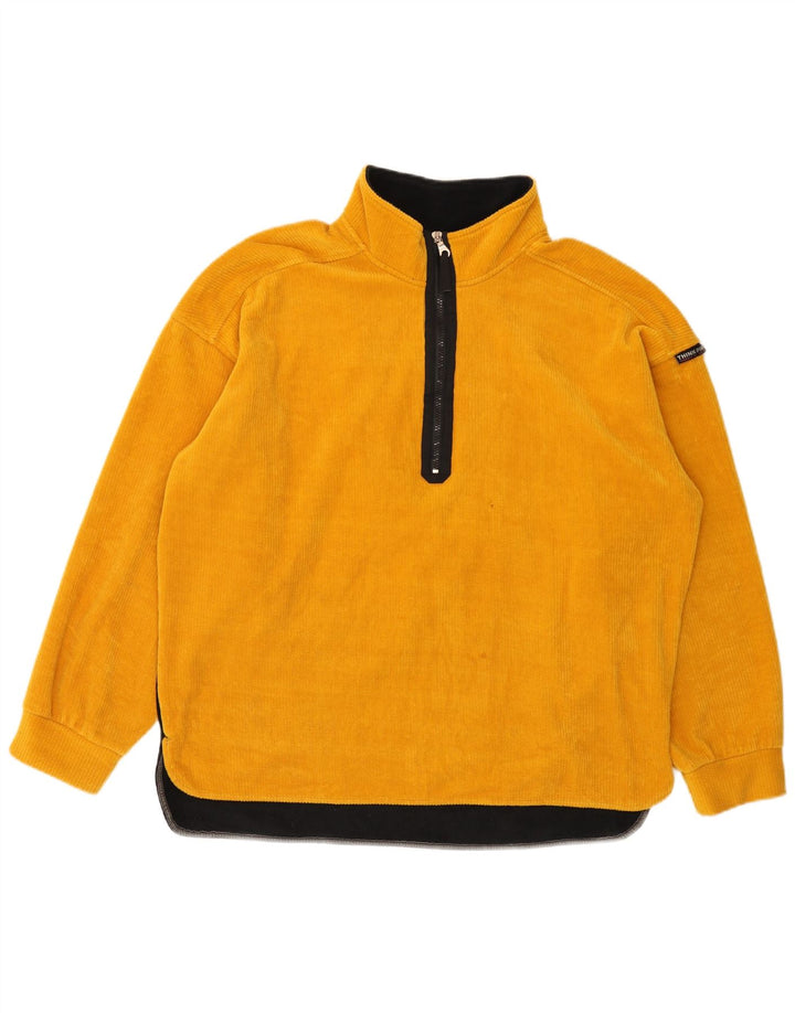 Think Pink Sudadera con cuello con cremallera y gráfico para hombre, color amarillo, talla grande