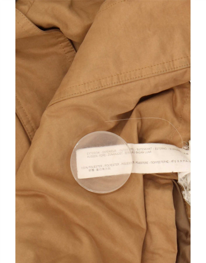 Zara Mujer Parka Con Capucha Chaqueta UK 6 XS Beige Poliéster