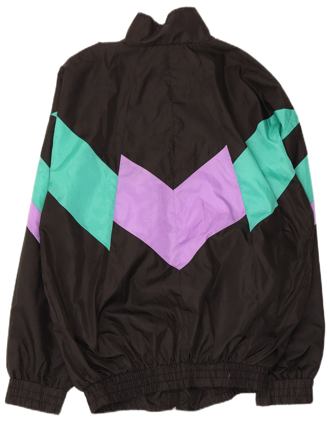 Vintage hombres chándal top chaqueta grande negro colorblock