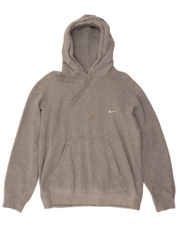 NIKE Mens Hoodie Jumper UK 42/44 Large Grey Flecked Cotton