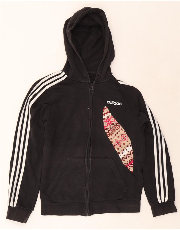 Adidas Sudadera con capucha y cremallera para mujer Reino Unido 10 Pequeño Negro Fair Isle Algodón
