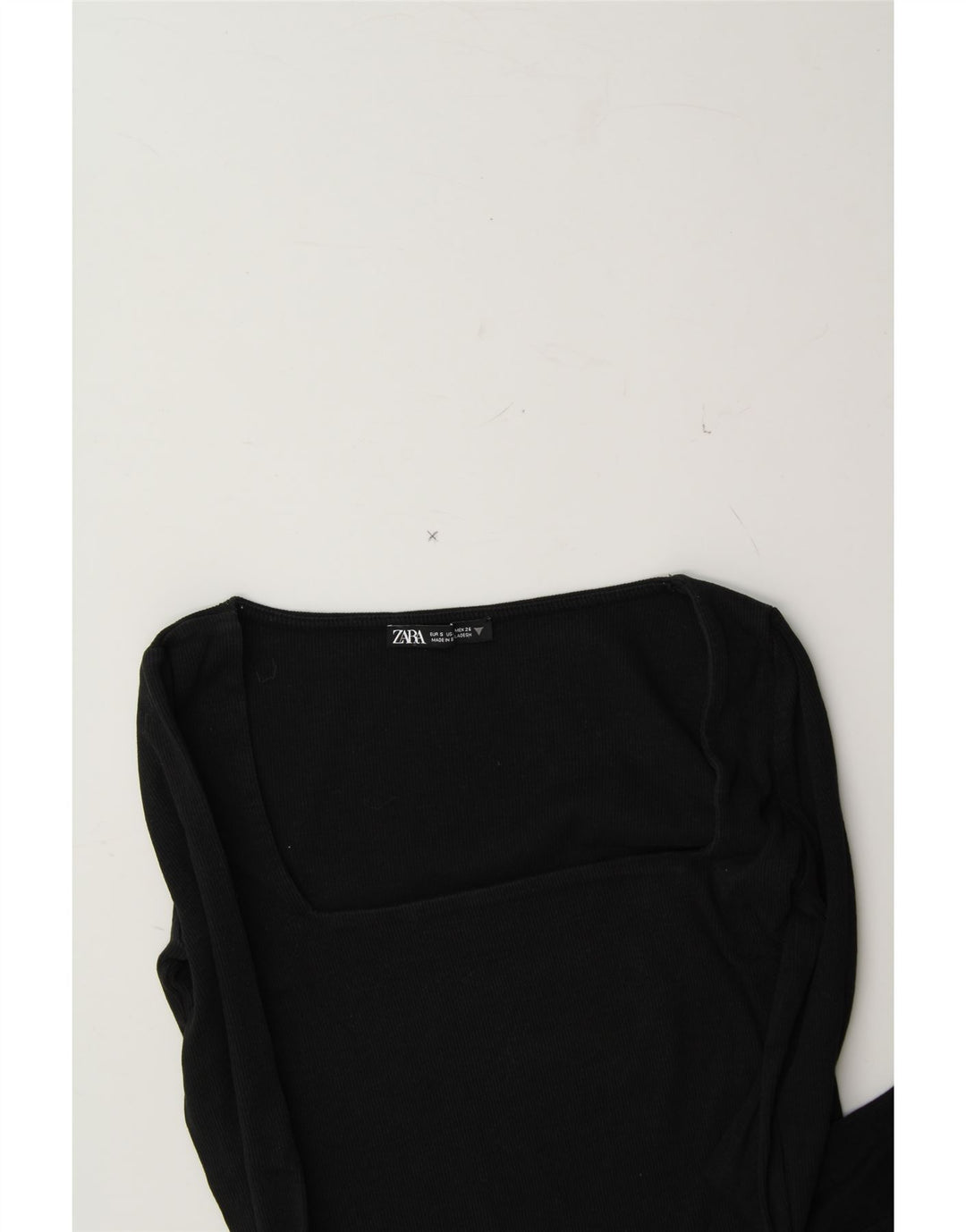 ZARA Womens Crop Top Long Sleeve UK 8 Small Black Cotton Vintage Zara and Second-Hand Zara from Messina Hembry 