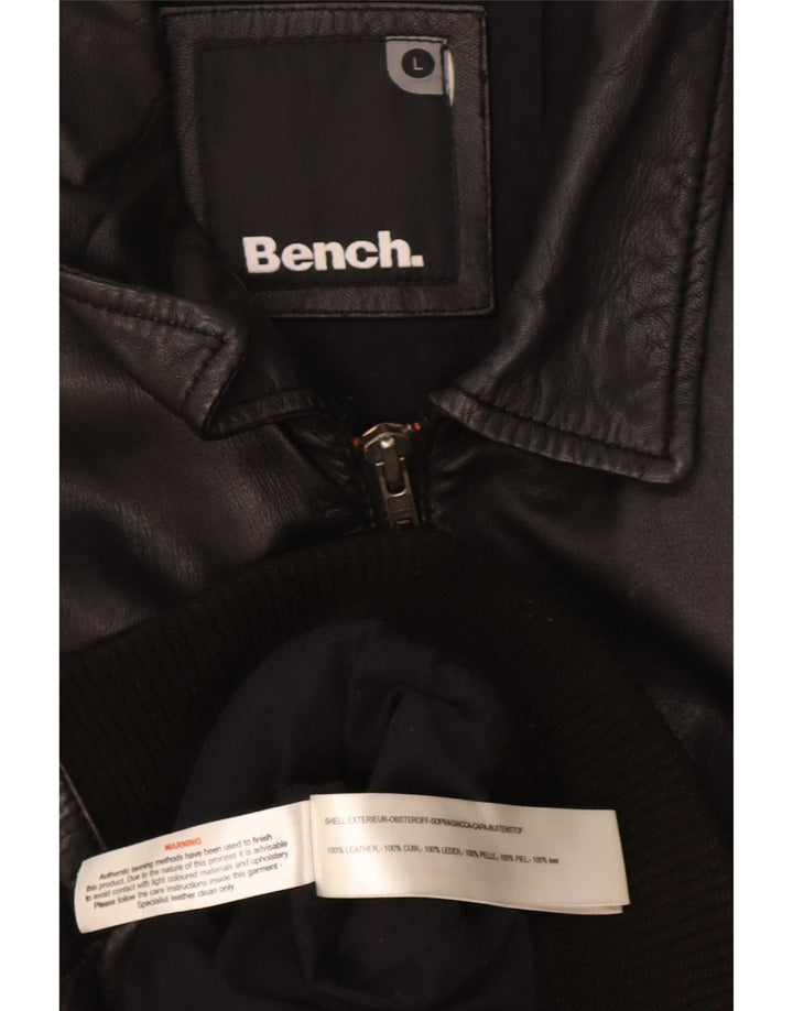 Bench Chaqueta Bomber de Cuero para Hombre Reino Unido 40 Grande Negro