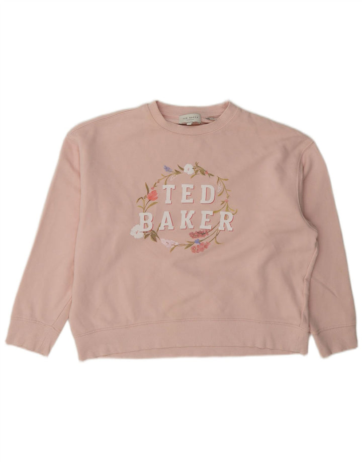 Ted Baker Sudadera de gran tamaño con gráfico para mujer, talla 2, pequeña, rosa