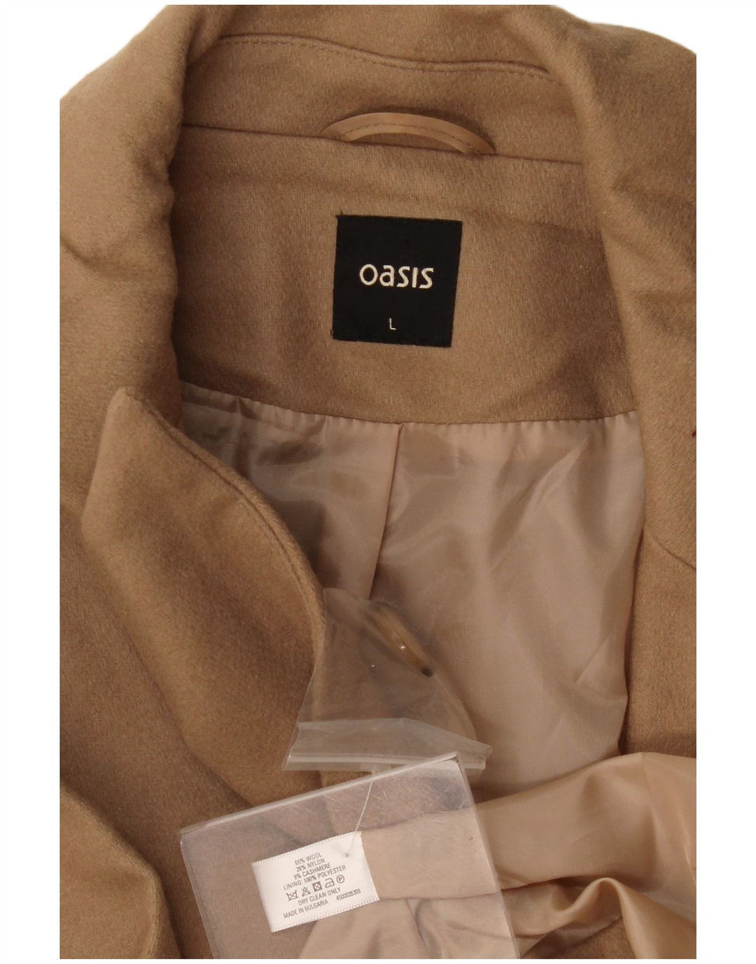 Abrigo de doble botonadura para mujer Oasis UK 46 Lana beige grande