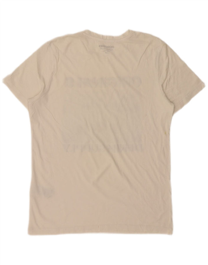 JACK & JONES Hombre Originals Graphic Camiseta Top Algodón Blanco Mediano