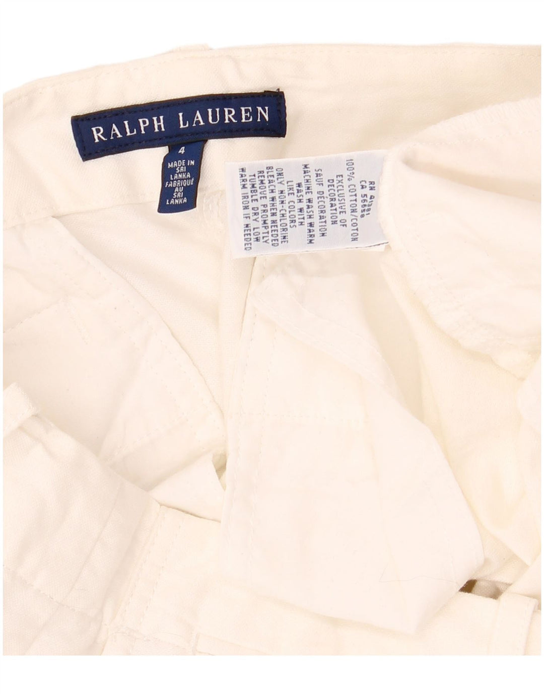 Ralph Lauren - Pantalones cortos chinos para mujer US4 pequeño W30 algodón blanco