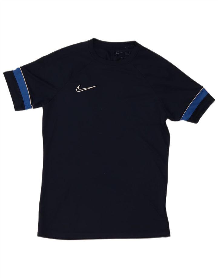 Camiseta Nike Dri Fit para hombre Top medio azul marino color block Poliéster