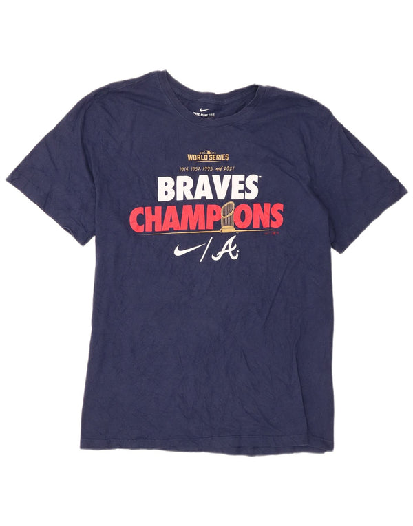 Nike Braves Champions Graphic Camiseta para hombre Top XL Azul marino Algodón