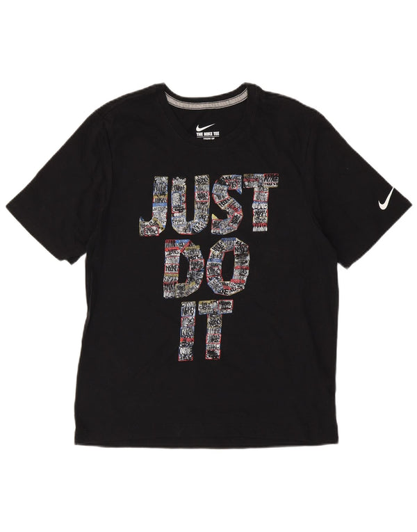 NIKE Camiseta gráfica de corte atlético para mujer UK 12 Medium Black Cotton